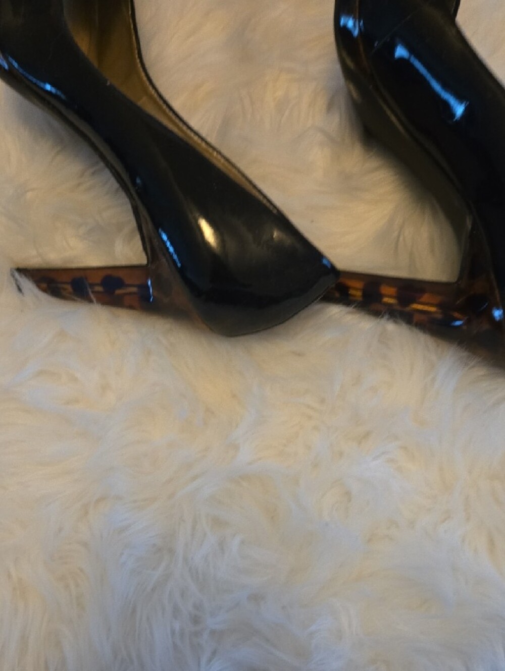 Jessica Simpson Black Patent Round-Toe Pumps with Gold Insole - Picture 6 of 9